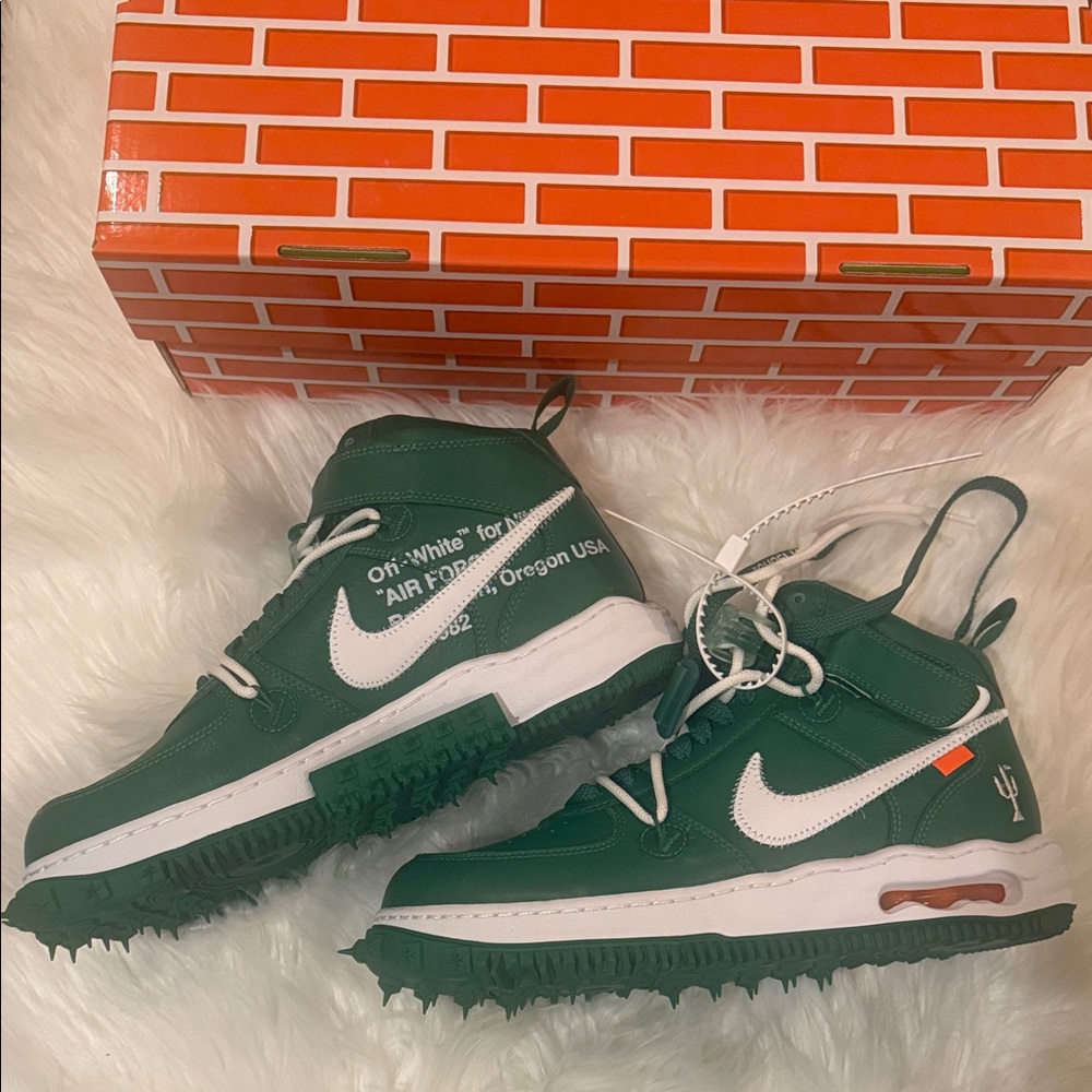 Off-White Green and White Athletic Shoes